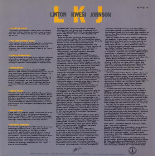 Linton Kwesi Johnson Making History vinyl LP album (LP record) US LKJLPMA800144