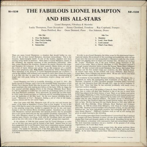 Lionel Hampton The Fabulous Lionel Hampton & His All-Stars vinyl LP album (LP record) UK LI0LPTH527724
