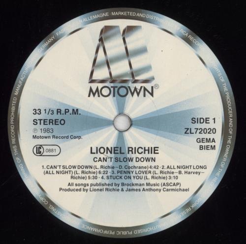 Lionel Richie Can't Slow Down - Hype Stickered vinyl LP album (LP record) UK LNRLPCA375030