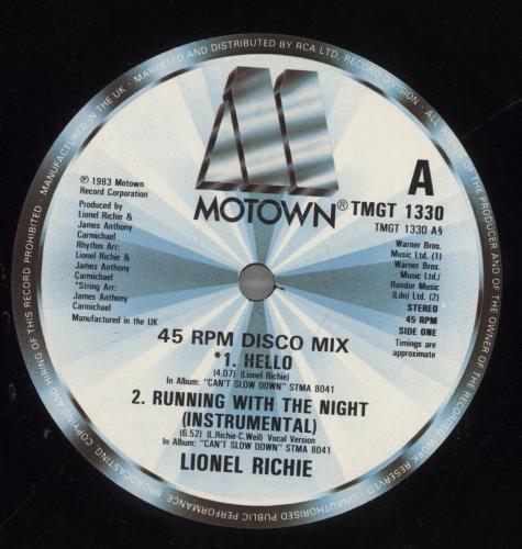 Lionel Richie Hello 12" vinyl single (12 inch record / Maxi-single) UK LNR12HE81009