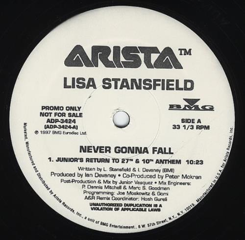 Lisa Stansfield Never Gonna Fall 12" vinyl single (12 inch record / Maxi-single) US STA12NE97159