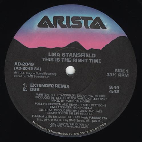 Lisa Stansfield This Is The Right Time 12" vinyl single (12 inch record / Maxi-single) US STA12TH74582