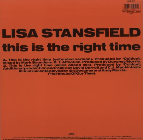 Lisa Stansfield This Is The Right Time 12" vinyl single (12 inch record / Maxi-single) UK STA12TH84404