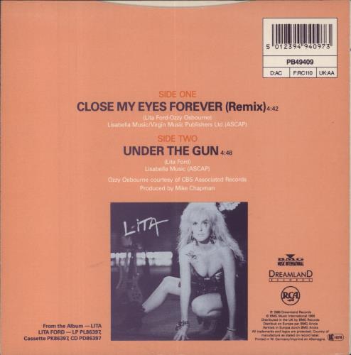 Lita Ford Close My Eyes Forever (Remix) 7" vinyl single (7 inch record / 45) UK LTF07CL297901