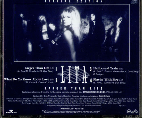 Lita Ford Larger Than Life CD single (CD5 / 5") US LTFC5LA30399