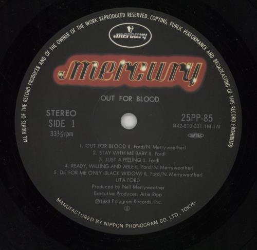 Lita Ford Out For Blood vinyl LP album (LP record) Japanese LTFLPOU849696