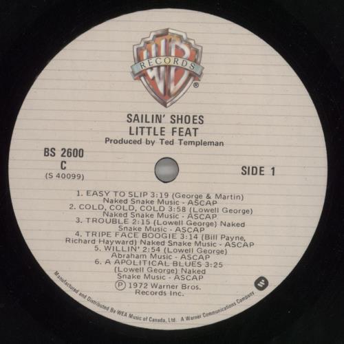 Little Feat Sailin' Shoes vinyl LP album (LP record) Canadian LFELPSA858647