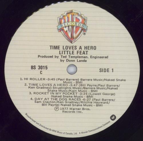 Little Feat Time Loves A Hero - shrink vinyl LP album (LP record) Canadian LFELPTI820243