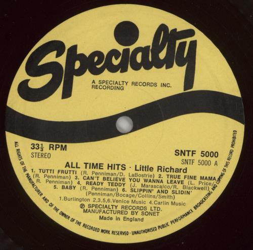 Little Richard All Time Hits! vinyl LP album (LP record) UK LTRLPAL487373