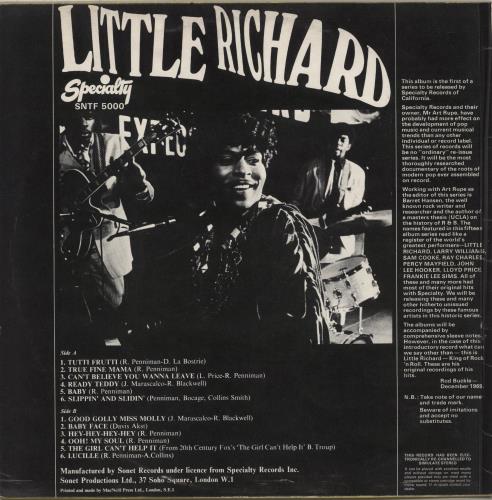 Little Richard All Time Hits! vinyl LP album (LP record) UK LTRLPAL487373