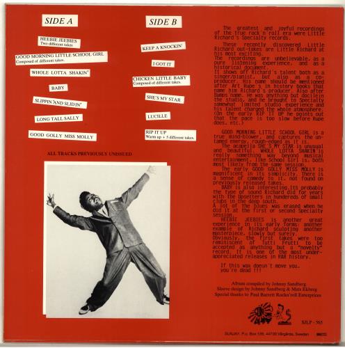 Little Richard Early Studio Outtakes vinyl LP album (LP record) Swedish LTRLPEA705207