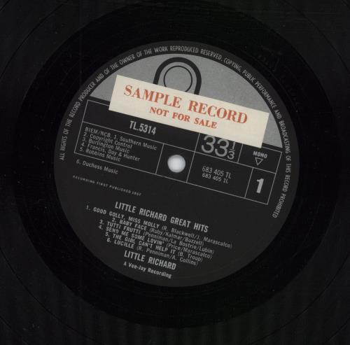 Little Richard Great Hits - Sample Stickered vinyl LP album (LP record) UK LTRLPGR790475