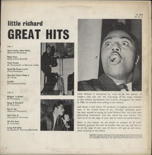 Little Richard Great Hits - Sample Stickered vinyl LP album (LP record) UK LTRLPGR790475