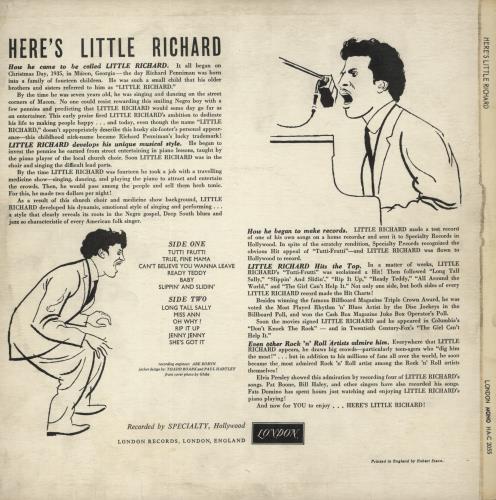 Little Richard Here's Little Richard - VG vinyl LP album (LP record) UK LTRLPHE568565