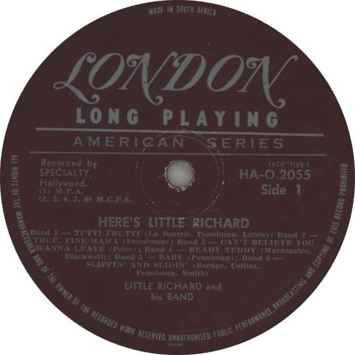 Little Richard Here's Little Richard vinyl LP album (LP record) South African LTRLPHE662289