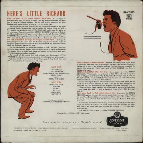 Little Richard Here's Little Richard vinyl LP album (LP record) South African LTRLPHE662289