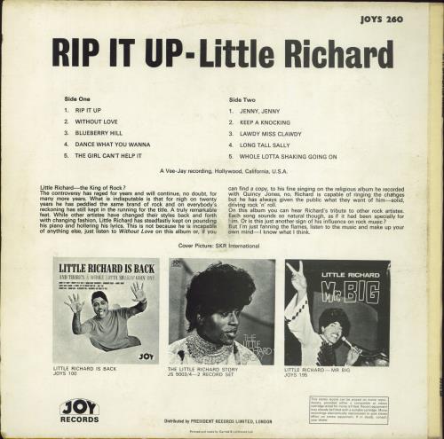 Little Richard Rip It Up vinyl LP album (LP record) UK LTRLPRI795788