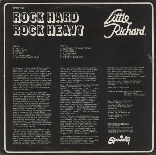 Little Richard Rock Hard Rock Heavy vinyl LP album (LP record) UK LTRLPRO488180