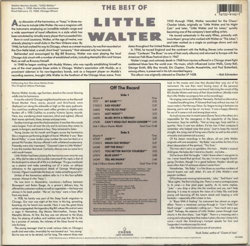 Little Walter The Best Of vinyl LP album (LP record) UK LTWLPTH702426