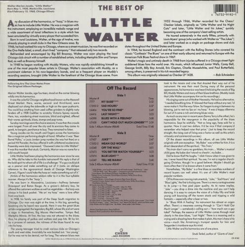 Little Walter The Best Of vinyl LP album (LP record) US LTWLPTH783707