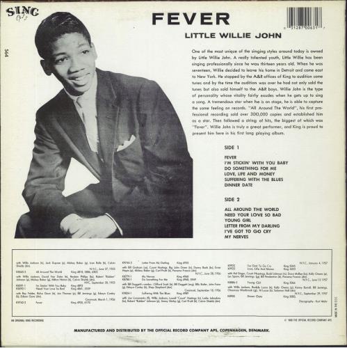 Little Willie John Fever vinyl LP album (LP record) Danish L03LPFE812194