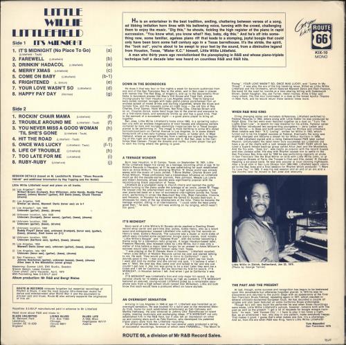 Little Willie Littlefield It's Midnight vinyl LP album (LP record) Swedish LW5LPIT708579