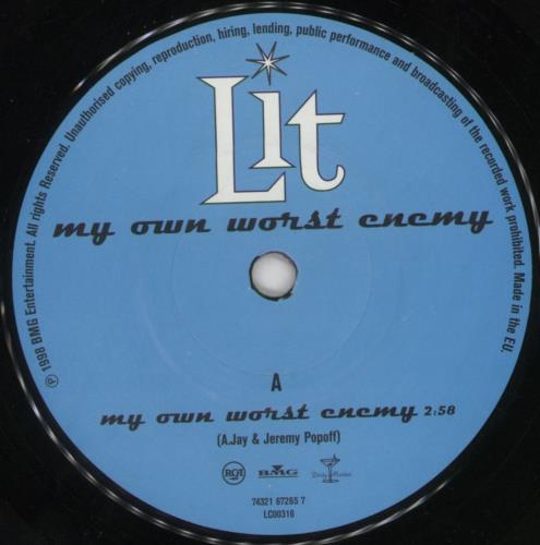 Lit My Own Worst Enemy 7" vinyl single (7 inch record / 45) UK TIL07MY768655