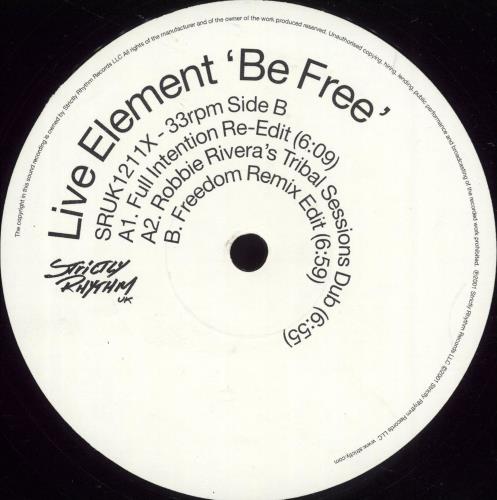 Live Element Be Free 12" vinyl single (12 inch record / Maxi-single) UK QZ512BE704090