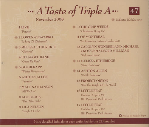Live A Taste Of Triple A CD album (CDLP) US LVECDAT457804