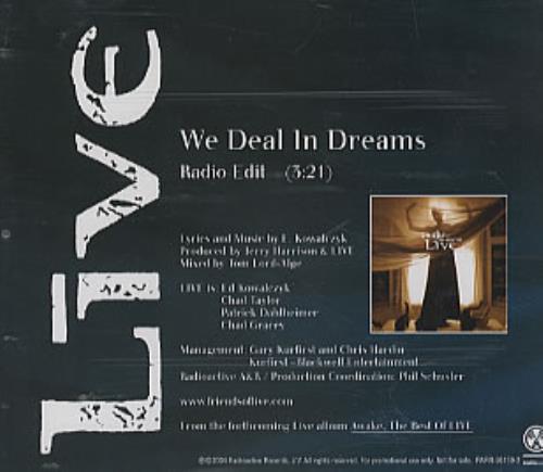 Live We Deal In Dreams CD single (CD5 / 5") US LVEC5WE308724