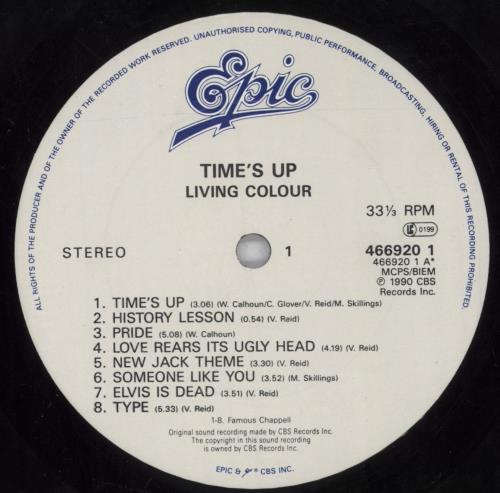 Living Colour Time's Up vinyl LP album (LP record) UK LIVLPTI820869