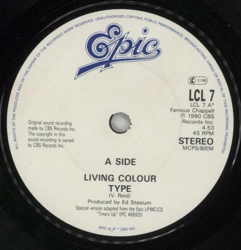 Living Colour Type 7" vinyl single (7 inch record / 45) UK LIV07TY195662