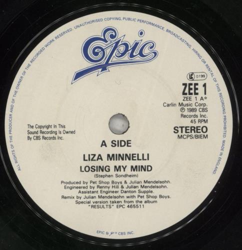 Liza Minnelli Losing My Mind 7" vinyl single (7 inch record / 45) UK LIZ07LO40696