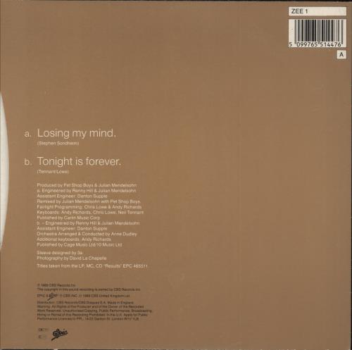 Liza Minnelli Losing My Mind 7" vinyl single (7 inch record / 45) UK LIZ07LO40696