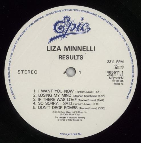 Liza Minnelli Results - Price Stickered vinyl LP album (LP record) UK LIZLPRE868325