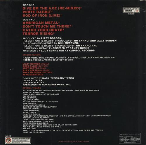 Lizzy Borden Terror Rising vinyl LP album (LP record) Dutch L3-LPTE790084