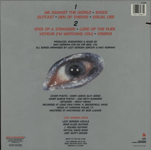 Lizzy Borden Visual Lies vinyl LP album (LP record) US L3-LPVI751545