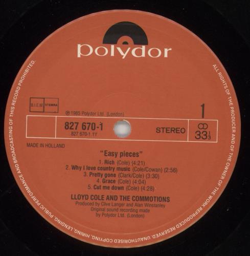 Lloyd Cole Easy Pieces vinyl LP album (LP record) Dutch LLOLPEA864684