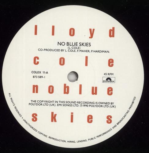 Lloyd Cole No Blue Skies 12" vinyl single (12 inch record / Maxi-single) UK LLO12NO109323