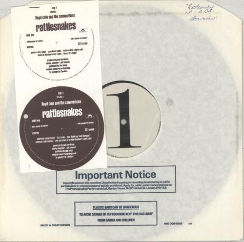 Lloyd Cole Rattlesnakes + Proof Labels vinyl LP album (LP record) UK LLOLPRA863900