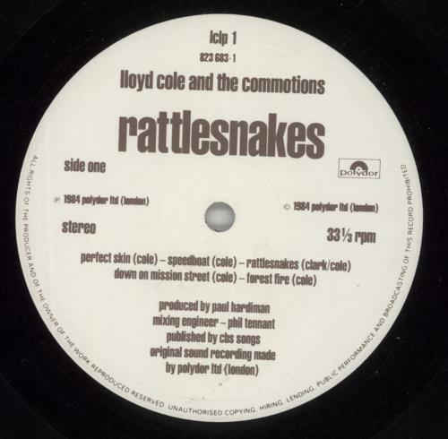 Lloyd Cole Rattlesnakes - EX vinyl LP album (LP record) UK LLOLPRA658271