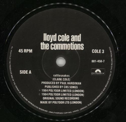Lloyd Cole Rattlesnakes 7" vinyl single (7 inch record / 45) UK LLO07RA109442