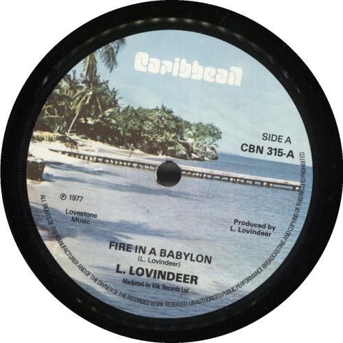 Lloyd Lovindeer Fire In A Babylon 7" vinyl single (7 inch record / 45) UK 03Z07FI740135