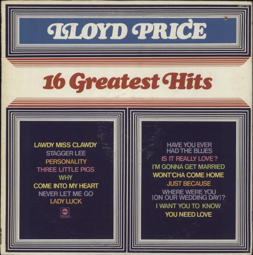 Lloyd Price 16 Greatest Hits vinyl LP album (LP record) US LPCLPGR864972