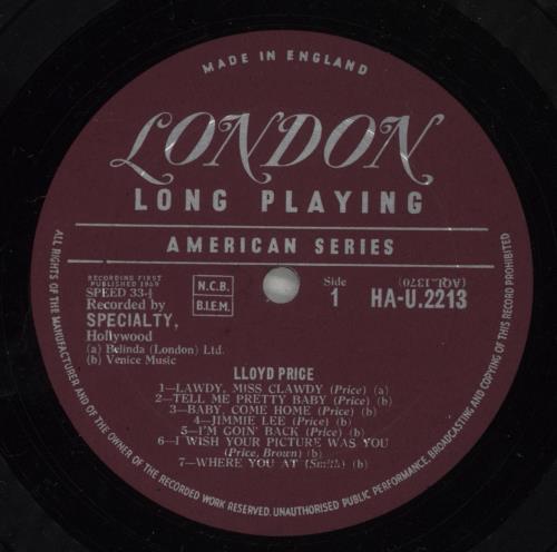 Lloyd Price Lloyd Price vinyl LP album (LP record) UK LPCLPLL883617