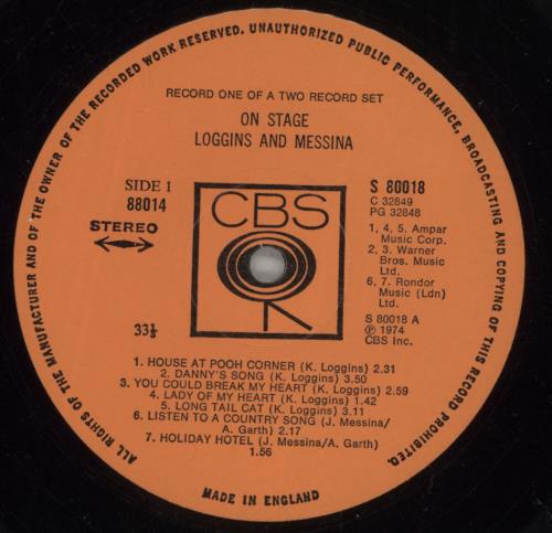 Loggins & Messina On Stage 2-LP vinyl record set (Double LP Album) UK LBP2LON604587