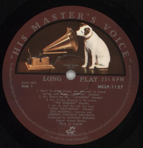 Lois Marshall Arias From The Oratorios Of Handel, Haydn, Mendelssohn vinyl LP album (LP record) New Zealand 9PILPAR868136