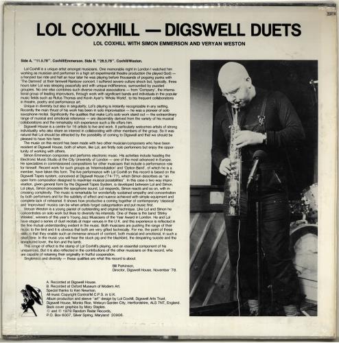 Lol Coxhill Digswell Duets - Sealed vinyl LP album (LP record) US LCXLPDI705172