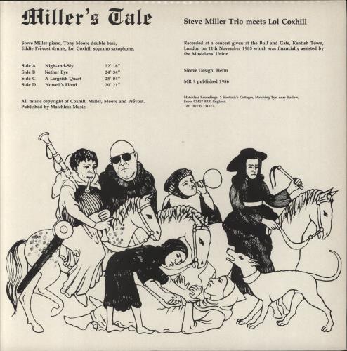Lol Coxhill Miller's Tale 2-LP vinyl record set (Double LP Album) UK LCX2LMI851625
