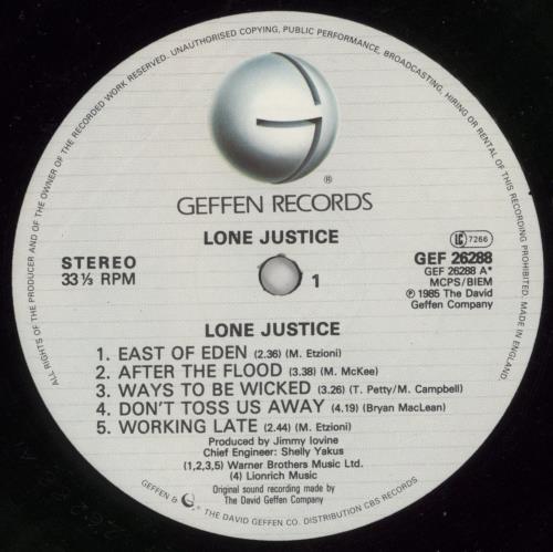 Lone Justice Lone Justice vinyl LP album (LP record) UK LJULPLO101529